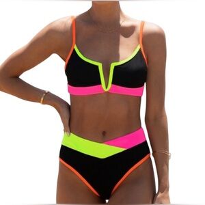 Popvil V-Wire Color Block Bikini Set Sz XXL NWT & Bag